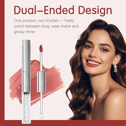 Double-Ended Lip Gloss ? Nourishing Tinted Lip Oil for a High-Shine Finish, Plumps, Non-Sticky, Moisturizes Dry Lips, Vegan & Cruelty-Free Lip Makeup (03 Tomato Red)