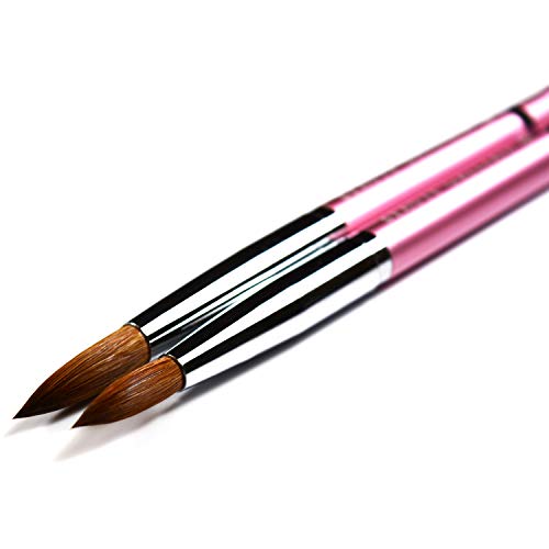 Nail Art Brush Set - 2 Kolinsky Sable Round Acrylic Nail Painting Pens, Size 8 & 12