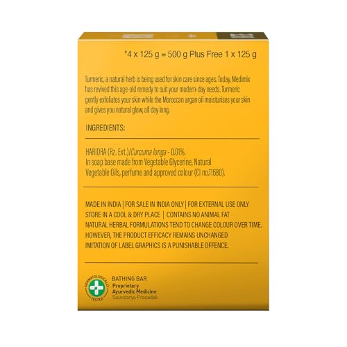 Ayurvedic Turmeric & Argan Oil Bathing Soap - 125g Pack of 5