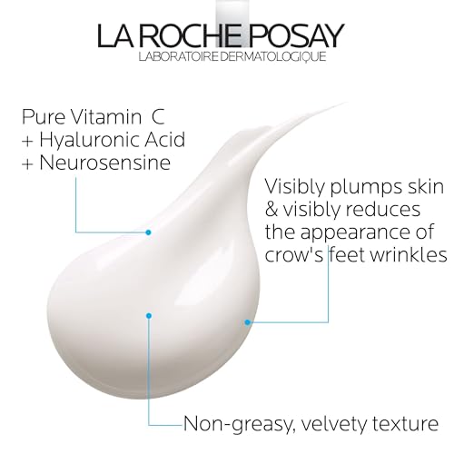 La Roche-Posay Redermic C Pure Vitamin C Eye Cream with Hyaluronic Acid to Reduce Wrinkles for Anti-Aging Effect, 0.5 Fl Oz (Pack of 1)