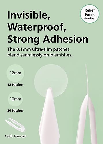 DWEasyDerm Invisible Pimple Patch 42 Count Relief Pack with Tea Tree Oil, Waterproof & Slim