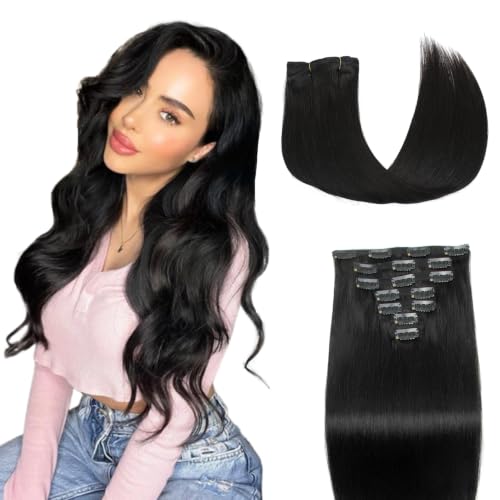 Natural Black Clip-In Hair Extensions 7PCS 120g 24 Inch Remy Human Hair