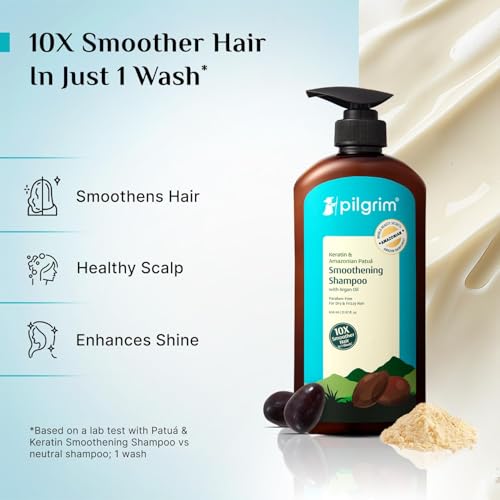 Pilgrim Keratin & Patuá Smoothing Shampoo 21.97 Fl Oz for Frizz Control & Soft Hair