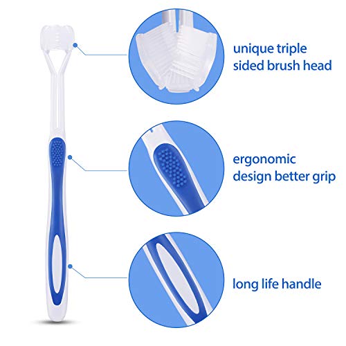 Kids 3-Sided Travel Toothbrush Set with Replaceable Bristles - 16 Colors