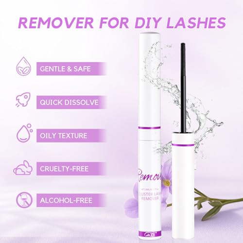 GAQQI Lash Glue Remover for Lash Clusters, Eyelash Remover for DIY Home Use, Gentle Formula for Sensitive Eyes, Quick & Deep Dissolving Adhesive, 5ml