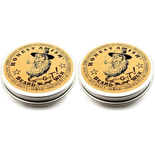 Honest Amish Extra Grit Beard Wax - Natural and Organic - Hair Paste and Hair Control Wax - 2 ounce (Pack of 2)