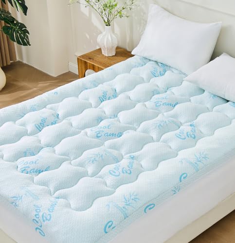 Light Blue King Cooling Gel Memory Foam Mattress Topper 78x80 in for Hot Sleepers