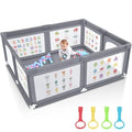 Baby Playpen Safety Gate 71x60in Extra Large Toddler Play Yard - Dark Grey