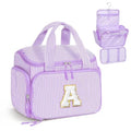 YOOLIFE Purple Travel Toiletry Bag with Initial Embroidery - Spacious Organizer & Hanging Design