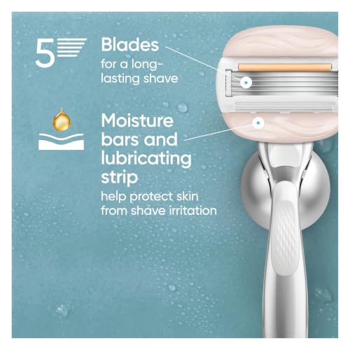 Gillette Venus MoistureGlide Women’s Razor 5 Count with Metal Handle & 4 Refills