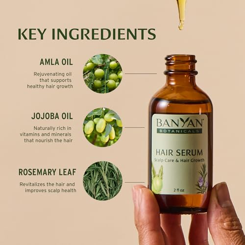 Banyan Botanicals Ayurvedic Hair Serum with Organic Amla & Rosemary - Nourishing Hair Growth & Shine - 2 fl oz