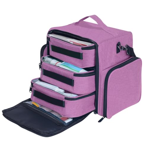 Large Makeup Bag Organizer with 3 Removable Pouches - Purple - Travel & Home Storage
