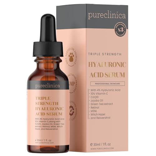 PureClinica 6% Hyaluronic Acid Serum with Vitamins C & E, Resveratrol & CoQ10 - 1 Fl Oz