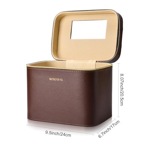 Luxury White Hard Makeup Box with Mirror - Portable Leather Cosmetic Case MIX-2