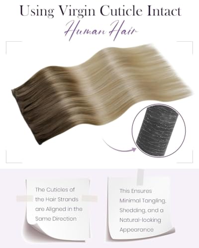 Blonde Ombre Hair Extensions 20 Inch 60g - Brown to Platinum Balayage Variation 8/18/60
