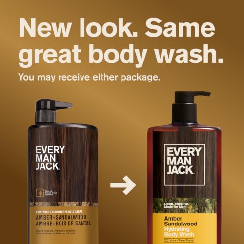 Every Man Jack Hydrating Amber Sandalwood Body Wash 2-Pack - Men’s Moisturizing Shower Gel
