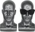 Black PVC Mannequin Head for Display - Grey Variation, 34cm