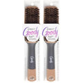Goody Detangle It Boar Bristle Hair Brush, Use as a Detangling or Styling Brush, Conditions & Boosts Shine, Helps Tackle Knots & Reduce Frizz, For Wet or Dry Hair, Brown/Grey (Pack of 2)