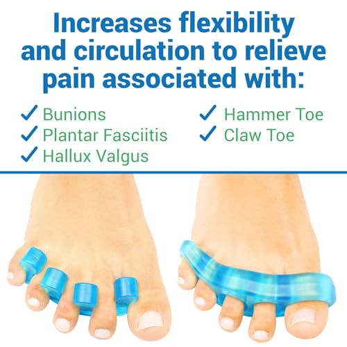 VIVEsole Toe Separators for Men & Women Medium (2 Pairs) - Silicone Gel Spreaders - Therapeutic Spa Stretchers for Plantar Fasciitis, Bunions, Overlapping Hammer Toe Spacers - Metatarsal Yoga Cushion
