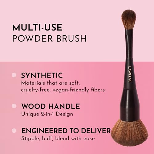 LAWLESS Women's Dual Ended Powder Brush - Precise & Blending Makeup Tool