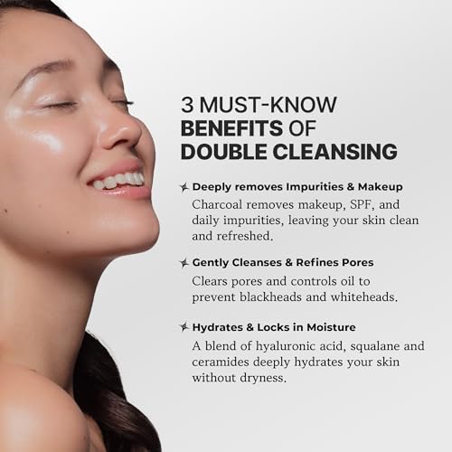 HEEDA Double Cleansing Duo - Charcoal Balm & Hydrating Foam Cleanser - Vegan Korean Skincare Set