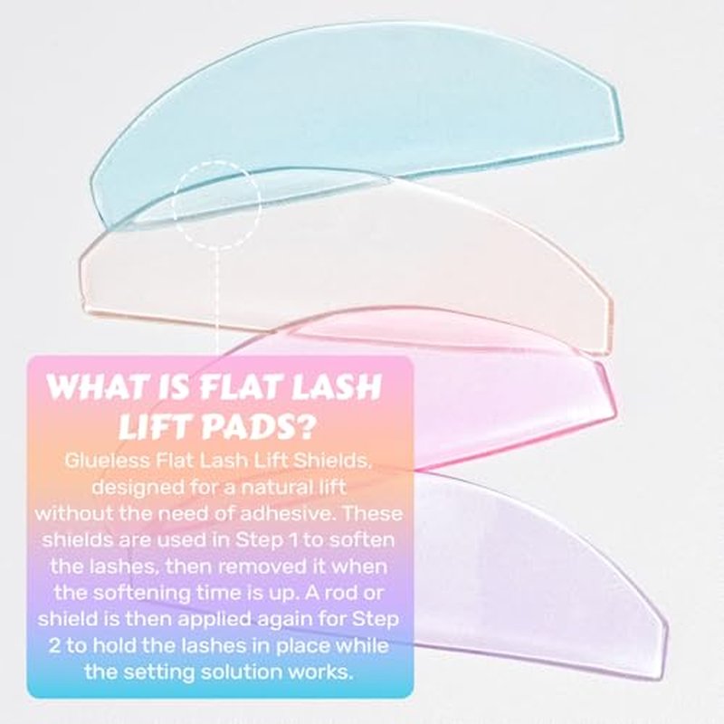 Flat Lash Lift Shields Glueless Ultra Thin Silicone Pads for Perming Lotion No.1, Lash Softening Shields for Easy Korean Eyelash Lift (Colorful)