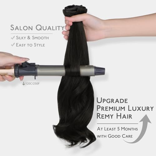 14 Inch 130g Seamless Clip-In Hair Extensions Natural Black - Invisible Edge