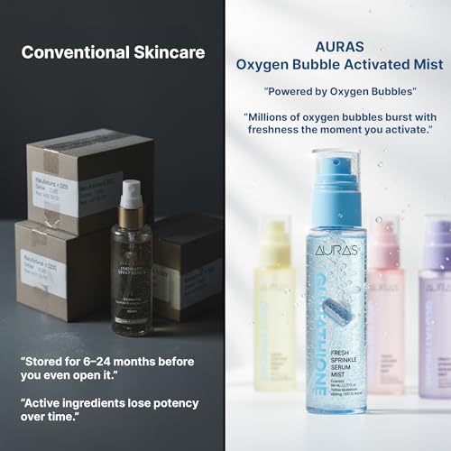Auras Collagen Firming Mist K-Beauty | Fresh Activated Oxygen Formula Hydrating Spray Serum with Collagen Peptides, Korean Skincare Serum & Setting Mist for Dry, Aging Skin, 3.4 fl oz
