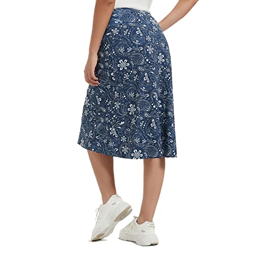 NOOYME 28" Skorts for Women with 3 Pockets Modest Knee Length Athletic Midi Skirts