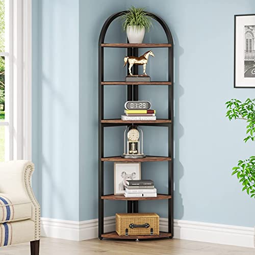Tribesigns 6-Tier Rustic Corner Shelf - 71 Inch Tall Space-Saving Plant & Display Rack