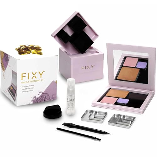 FIXY Makeup Repair Kit ? Repress Eyeshadows, Blush & Highlighter | Save Broken Makeup, Depot in Magnetic Palette | Includes Press, Square Pans, Binder Spray | Reusable, Travel-Friendly