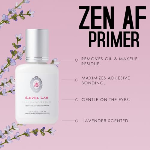 Primer for Lash Extensions by iLevel Lab 15ml - Increase Adhesive Retention | Super Primer/Cleanser | Eyelash Extension Primer | Protein Oil Remover | Professional Lash Supplies (Lavender Sented)