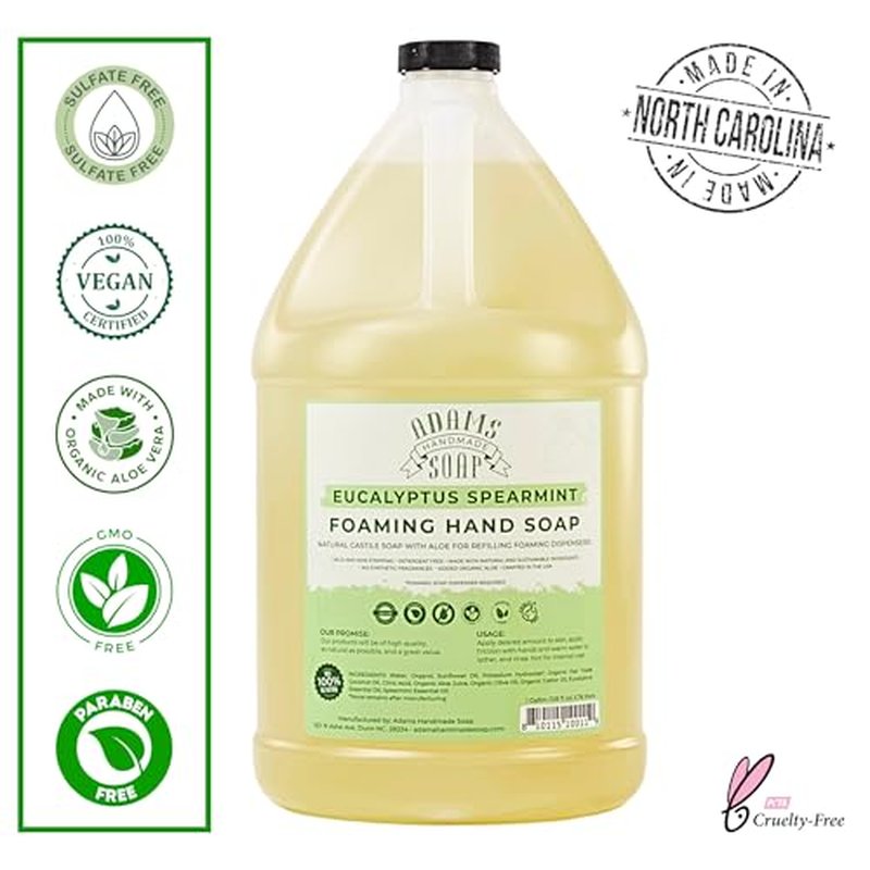 Adams Handmade Soap Liquid Foaming Soap 1 Gal - Eucalyptus Spearmint