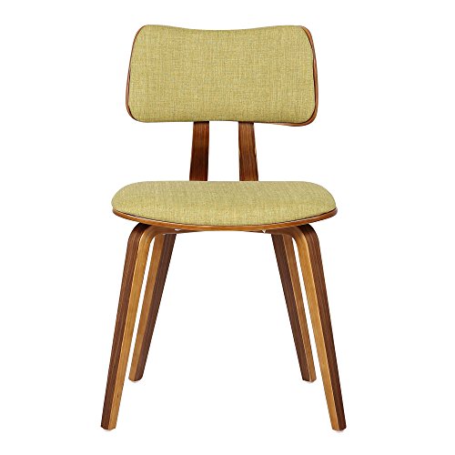 Mid-Century Dining Chair with Walnut Wood & Green Fabric - Variation: Green/Walnut/Single