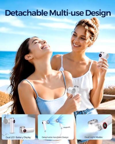 Portable Neck Fan Hands-Free Personal Wearable Fan Snowflake White
