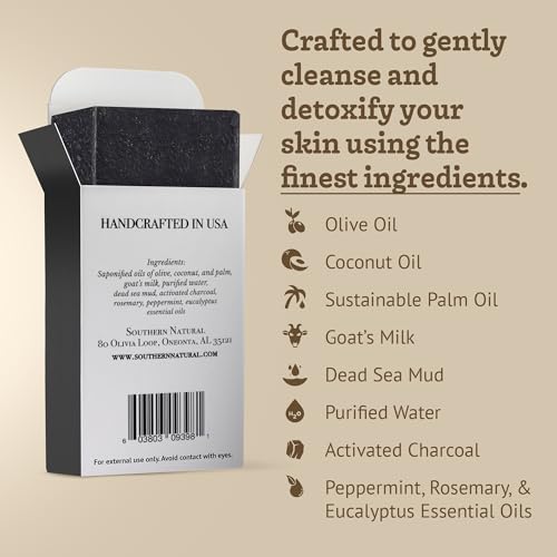 Dead Sea Mud & Charcoal Detox Soap Bar for Face & Body - 3 Pack