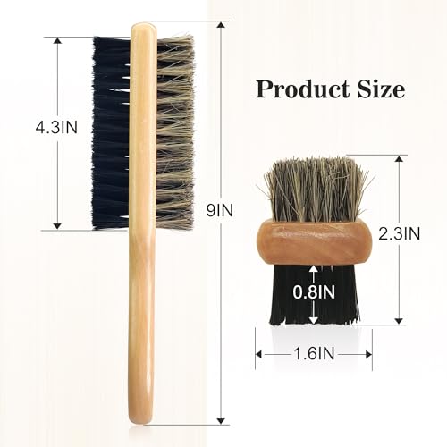 Premium Dual-Sided Beard Brush for Men with Bristle and Nylon Bristles, Professional Grooming Tool for Softening and Styling with Beard Oil, Balm, Wax, Must-Have for Beard Care Kit