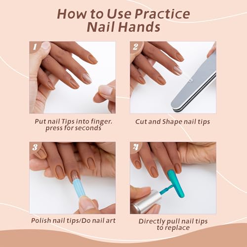 Practice Hand for Acrylic Nails,Silicone Nail Practice Kit for Hands,with Flexible Bendable Fingers,Nail Art Gel Polish Practice, Manicure Supplies for Beginners