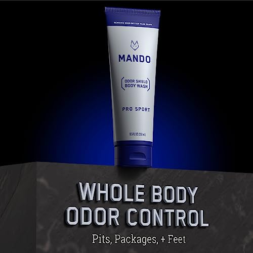 Mando Odor Shield Body Wash - Pro Sport and Mt Fuji Scents - 24 Hour Control, Removes Odor Better than Soap | SLS and Paraben Free, Skin Safe