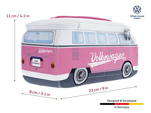 Small VW T1 Bus Camper Toiletry Bag Cosmetic Case - Pink, Water-Resistant, Travel-Friendly