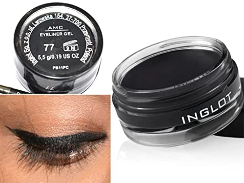 Inglot Eyeliner Gel 77 with Precision Brush Set - Long-Lasting, Waterproof, Hypoallergenic