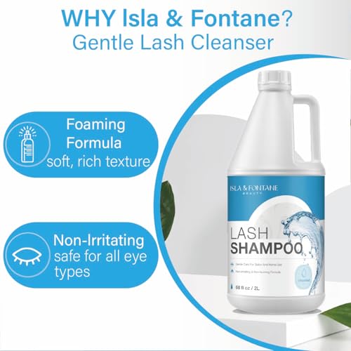 ISLA & FONTANE Lash Shampoo Bulk ? Multi-Scent Series ? 68 fl oz / 2L | Gentle Eyelash Cleanser for Lash Extensions | Non-Irritating | Professional Lash Bath Foam For Salon And Home Use (Unscented)