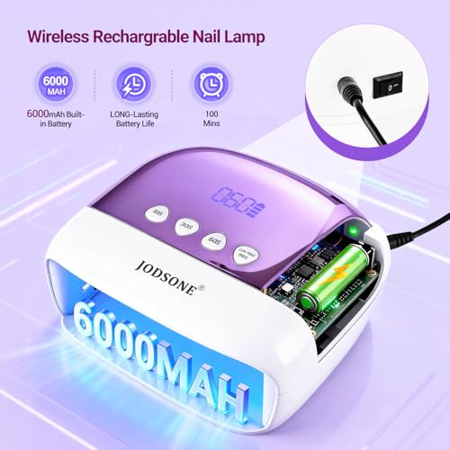 JODSONE Z180001 Cordless LED Nail Lamp with LCD Touch Screen, 4 Timers, Rechargeable Portable Nail Dryer for Home & Salon
