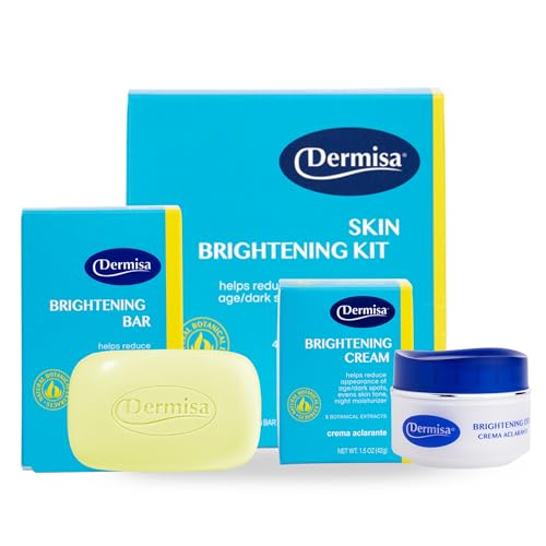 Dermisa Skin Brightening Kit with Kojic Acid, Arbutin and Licorice, Includes Brightening Bar (3oz) and Cream (1.5oz), Dark Spot Remover and Even Tone Treatment for Face and Body