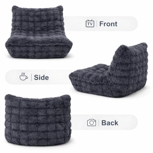 KKdema Dark Grey Memory Foam Faux Fur Bean Bag Chair with Filler – Fireside Lounge