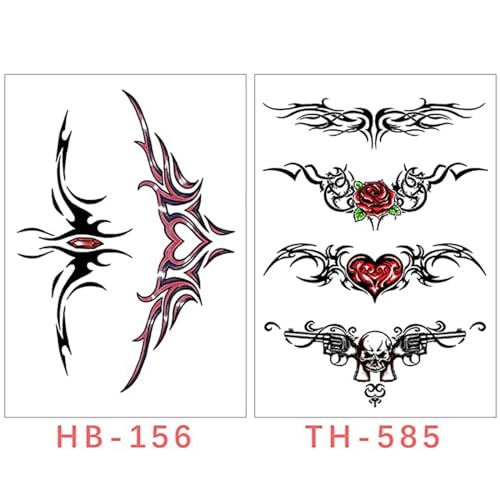 8 Sheets Belly Tattoos Stickers Temporary Fun Waist Cover Scar Female Tattoo Waterproof for Female Women and Girls