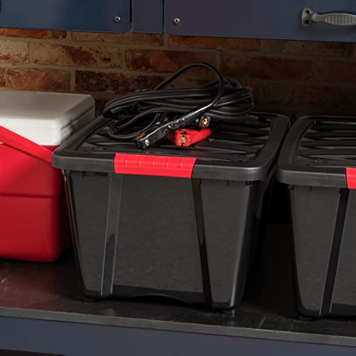 32 Quart Stackable Storage Bins with Lids - Black, 6 Pack