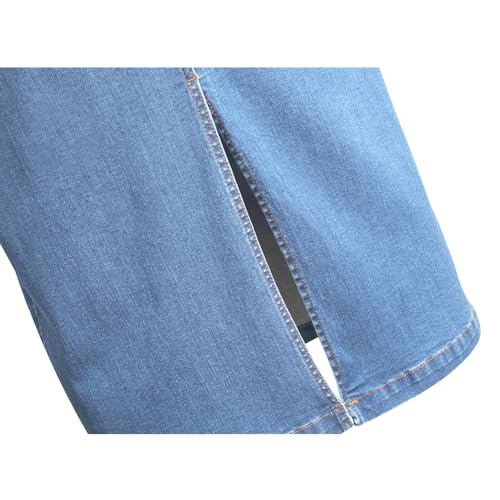 Long Denim Skirt with Pockets - Sky Blue Maxi Skirt for Women - 4 Variation