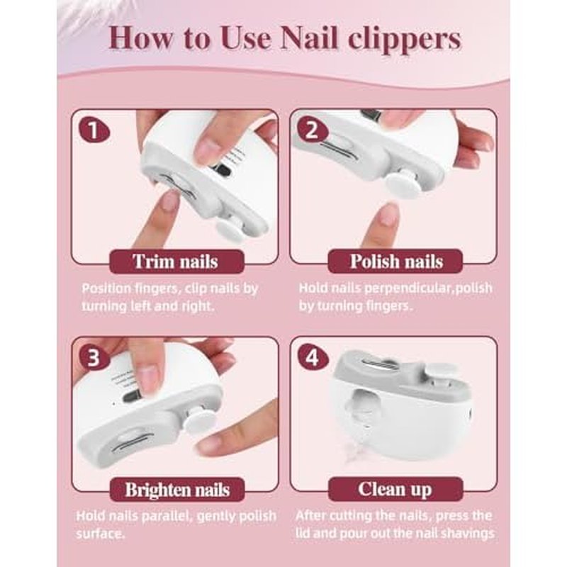 2026 Upgraded Electric Nail Clipper, Electric Nail File, 2 Speeds Automatic Nail Trimmer with LED Light & Clip Storage - USB Rechargeable for Baby, Kids, Adults, Seniors
