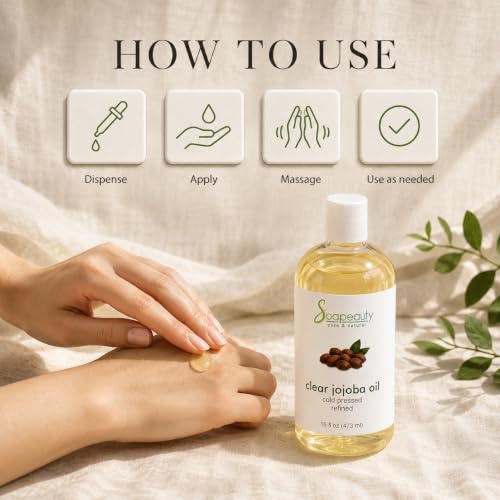 Soapeauty Pure Clear Jojoba Oil 12 fl oz - Moisturizing Skin, Face, Hair & Nails